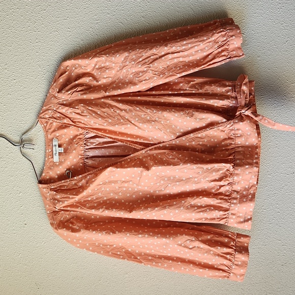 Madewell Tops - Madewell Blouse Top Shirt Wrap Peach Scatter Star Crossover Waist Tie Size XS
